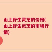 山上野生灵芝的价格(山上野生灵芝的市场行情)