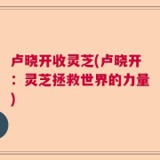 卢晓开收灵芝(卢晓开：灵芝拯救世界的力量)