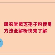 康农堂灵芝孢子粉使用方法全解析快来了解