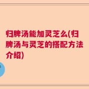 归脾汤能加灵芝么(归脾汤与灵芝的搭配方法介绍)