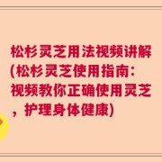 松杉灵芝用法视频讲解(松杉灵芝使用指南：视频教你正确使用灵芝，护理身体健康)
