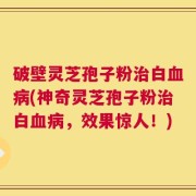 破壁灵芝孢子粉治白血病(神奇灵芝孢子粉治白血病，效果惊人！)