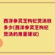 西洋参灵芝枸杞煲汤放多少(西洋参灵芝枸杞煲汤的用量建议)