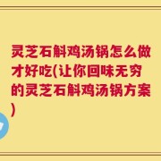 灵芝石斛鸡汤锅怎么做才好吃(让你回味无穷的灵芝石斛鸡汤锅方案)