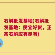 石斛批发基地(石斛批发基地：便宜好货，正宗石斛应有尽有)