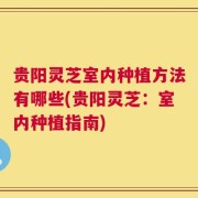 贵阳灵芝室内种植方法有哪些(贵阳灵芝：室内种植指南)