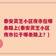 泰安灵芝小区夜市在哪条路上(泰安灵芝小区夜市位于哪条路上？)