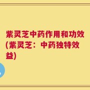 紫灵芝中药作用和功效(紫灵芝：中药独特效益)