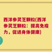 西洋参灵芝颗粒(西洋参灵芝颗粒：提高免疫力，促进身体健康)