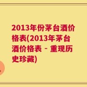 2013年份茅台酒价格表(2013年茅台酒价格表 - 重现历史珍藏)