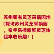 苏州哪有灵芝采摘园地(探访苏州灵芝采摘园，亲手采摘新鲜灵芝体验丰收乐趣！)
