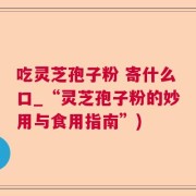 吃灵芝孢子粉 寄什么口_“灵芝孢子粉的妙用与食用指南”)
