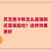 灵芝孢子粉怎么是饭前还是饭后吃？这样效果更好
