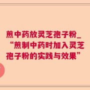 煎中药放灵芝孢子粉_“煎制中药时加入灵芝孢子粉的实践与效果”
