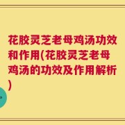 花胶灵芝老母鸡汤功效和作用(花胶灵芝老母鸡汤的功效及作用解析)