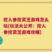 挖人参挖灵芝游戏怎么玩(玩法大公开：挖人参挖灵芝游戏攻略)