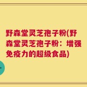 野森堂灵芝孢子粉(野森堂灵芝孢子粉：增强免疫力的超级食品)