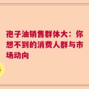 孢子油销售群体大：你想不到的消费人群与市场动向