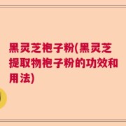 黑灵芝袍子粉(黑灵芝提取物袍子粉的功效和用法)