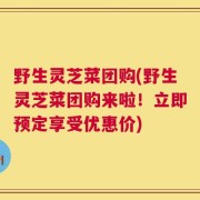 野生灵芝菜团购(野生灵芝菜团购来啦！立即预定享受优惠价)