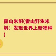 霍山米斛(霍山野生米斛：发现世界上新物种)