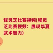 程灵芝比赛视频(程灵芝比赛视频：展现华夏武术魅力)