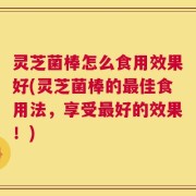 灵芝菌棒怎么食用效果好(灵芝菌棒的最佳食用法，享受最好的效果！)
