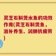 灵芝石斛煲水鱼的功效作用(灵芝石斛煲鱼，滋补养生、润肺抗疲劳)