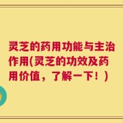 灵芝的药用功能与主治作用(灵芝的功效及药用价值，了解一下！)