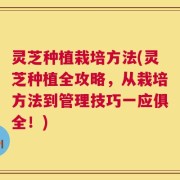 灵芝种植栽培方法(灵芝种植全攻略，从栽培方法到管理技巧一应俱全！)