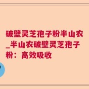 破壁灵芝孢子粉半山农_半山农破壁灵芝孢子粉：高效吸收