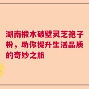 湖南椴木破壁灵芝孢子粉，助你提升生活品质的奇妙之旅