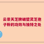 云景天芝牌破壁灵芝孢子粉的功效与独特之处