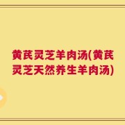 黄芪灵芝羊肉汤(黄芪灵芝天然养生羊肉汤)