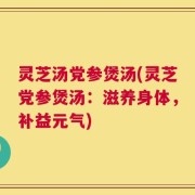 灵芝汤党参煲汤(灵芝党参煲汤：滋养身体，补益元气)