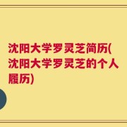 沈阳大学罗灵芝简历(沈阳大学罗灵芝的个人履历)