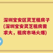 深圳宝安区灵芝租房子(深圳宝安灵芝租房需求大，租房市场火爆)