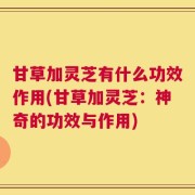 甘草加灵芝有什么功效作用(甘草加灵芝：神奇的功效与作用)