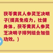 茯苓黄芪人参灵芝决明子(提高免疫力，壮健身体，茯苓黄芪人参灵芝决明子排列组合加倍功效。)