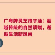 广粤牌灵芝孢子油：超越传统的自然馈赠，邂逅生活新风尚