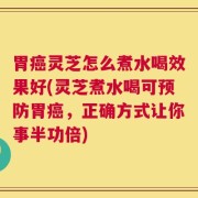 胃癌灵芝怎么煮水喝效果好(灵芝煮水喝可预防胃癌，正确方式让你事半功倍)