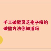 手工破壁灵芝孢子粉的破壁方法你知道吗