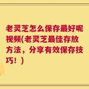老灵芝怎么保存最好呢视频(老灵芝最佳存放方法，分享有效保存技巧！)