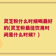 灵芝粉什么时候喝最好的(灵芝粉最佳饮用时间是什么时候？)