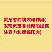 灵芝香的功效和作用(发现灵芝香能帮助提高注意力和缓解压力)