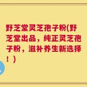 野芝堂灵芝孢子粉(野芝堂出品，纯正灵芝孢子粉，滋补养生新选择！)