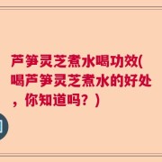 芦笋灵芝煮水喝功效(喝芦笋灵芝煮水的好处，你知道吗？)