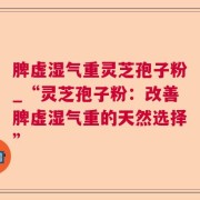 脾虚湿气重灵芝孢子粉_“灵芝孢子粉：改善脾虚湿气重的天然选择”
