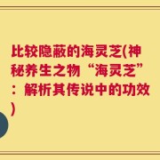 比较隐蔽的海灵芝(神秘养生之物“海灵芝”：解析其传说中的功效)