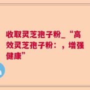 收取灵芝孢子粉_“高效灵芝孢子粉：，增强健康”